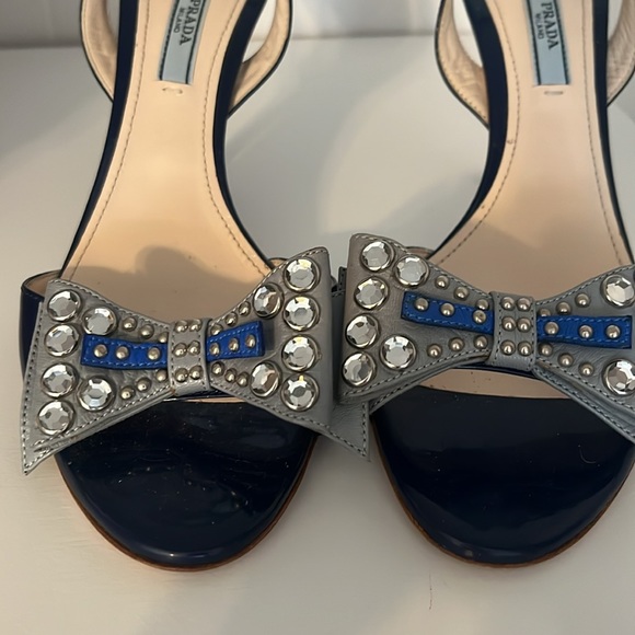 Prada blue bow open-toe pumps size 9 - Picture 3 of 11